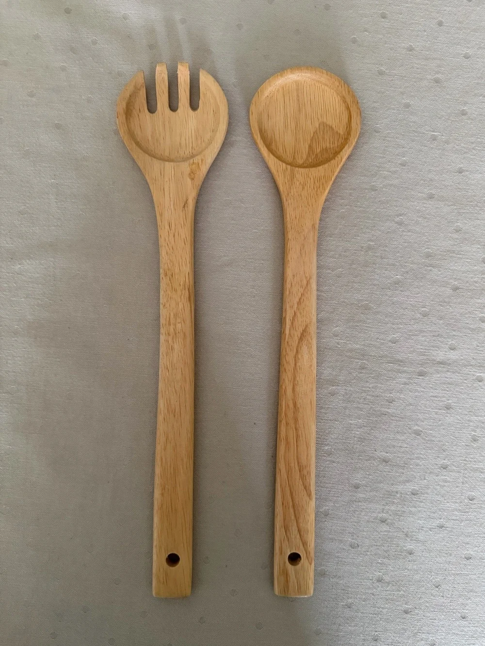 Wooden Salad Servers Set – Natural Wood Spoon & Fork Utensils